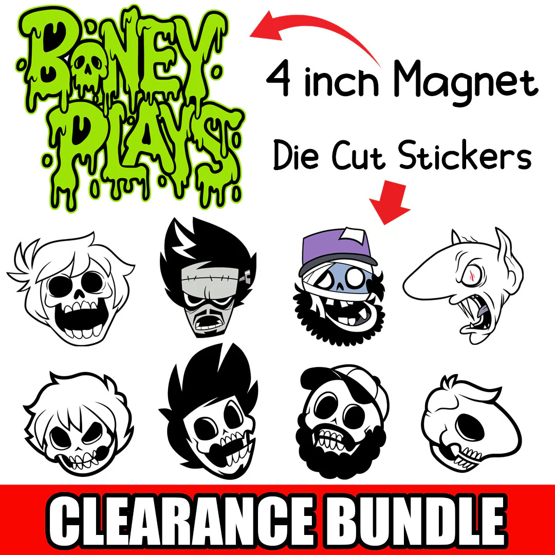 Boney Plays Stickers - Boney + Skulls + Fridge Magnet *CLEARANCE*