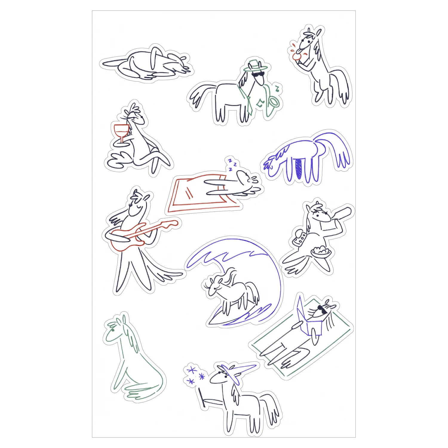 Doodle Horses Sticker Sheet *PRE-ORDER*