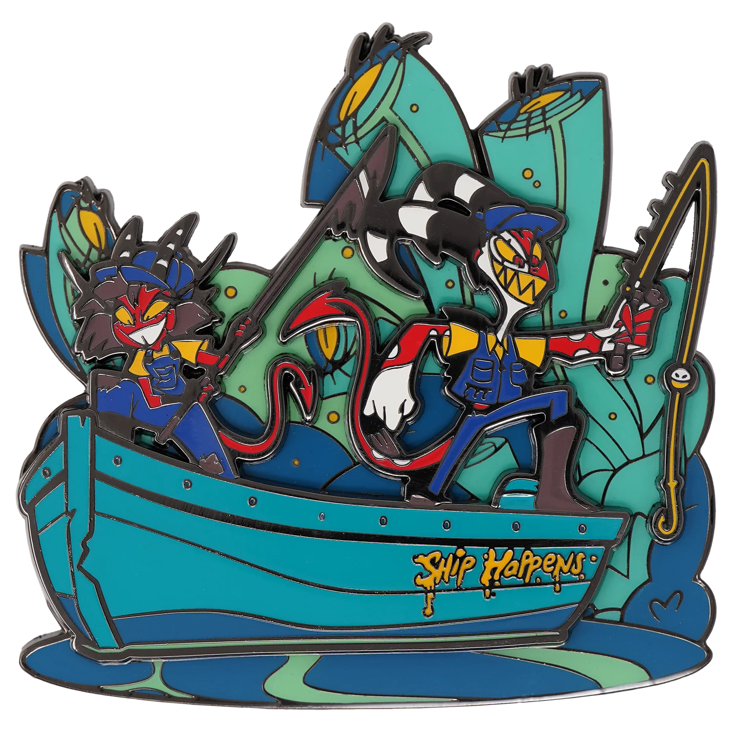 Millie and Blitz in a Boat - JUMBO Pin